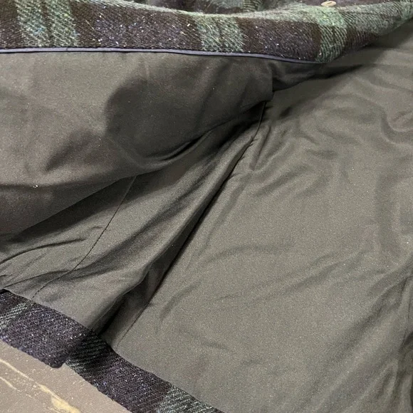 Blackwatch Plaid Wool Blend Snapfront Jacket Blazer Sz Small Stand Collar - Picture 9 of 16